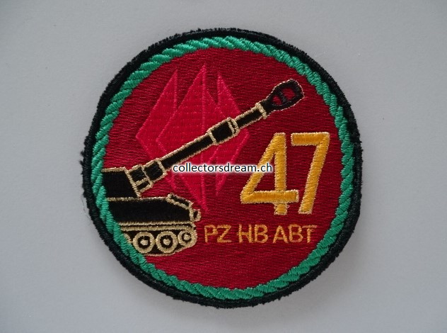 Patch / Stoffabzeichen Schweizer Armee PZ HB ABT 47, grüner Ring
