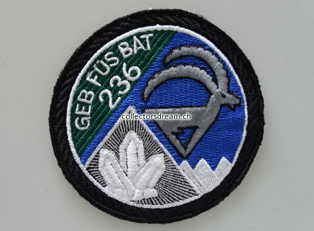 Patch / Stoffabzeichen Schweizer Armee GEB FÜS BAT 236 schwarzer Rand