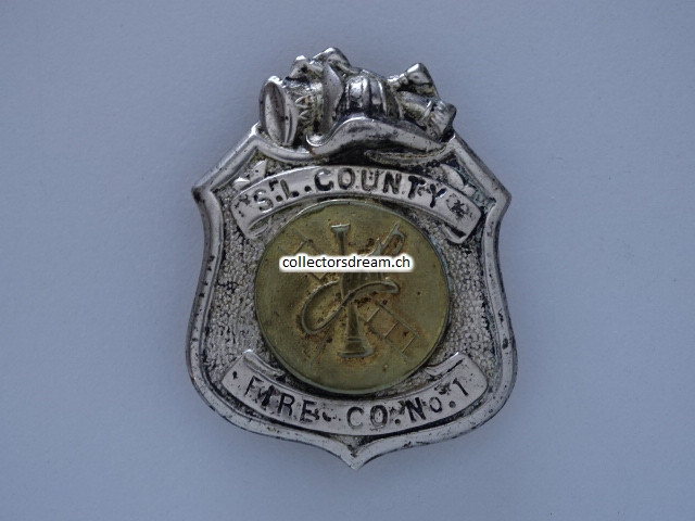 Feuerwehr Metallabzeichen "S.L. County  Fire Co. No.1"