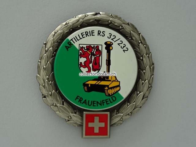 Beret Abzeichen / Emblem Artillerie RS 32/232 Frauenfeld