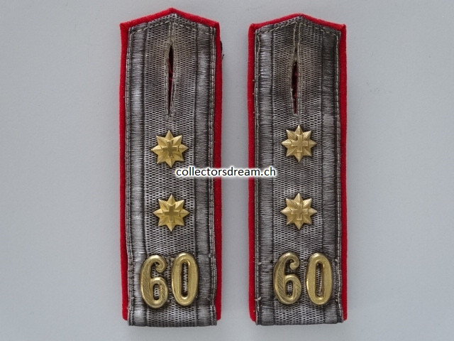 Schulterklappen Infanterie Oberleutnant Ord. 1898 Bat. 60
