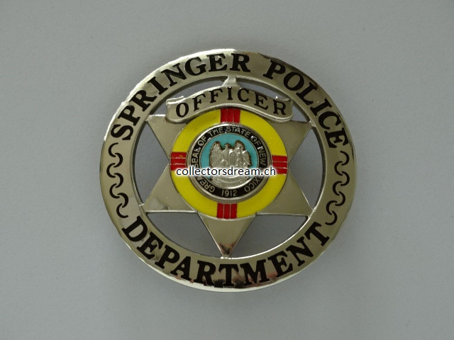 Dienstmarke / Badge Police Officer Springer State New Mexico