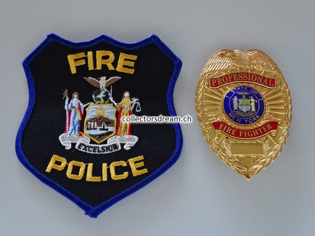 Metall Badge - Dienstmarke Professional Fire Fighter State of New York