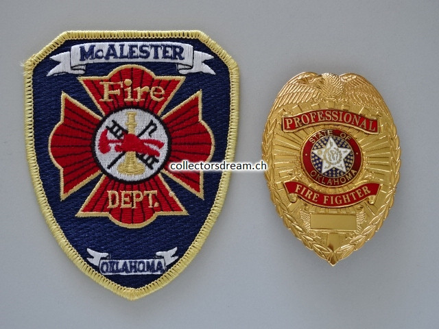 Metall Badge - Dienstmarke Professional Fire Fighter State of Oklahoma