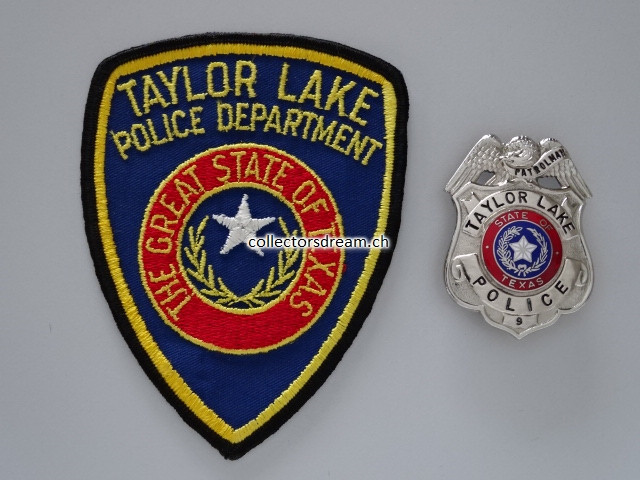 Metall Badge Patrolman Taylor Lake Police State of Texas