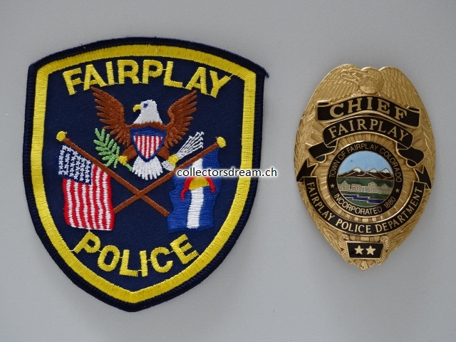 Police Badge Chief Fairplay Police Dept. State Colorado