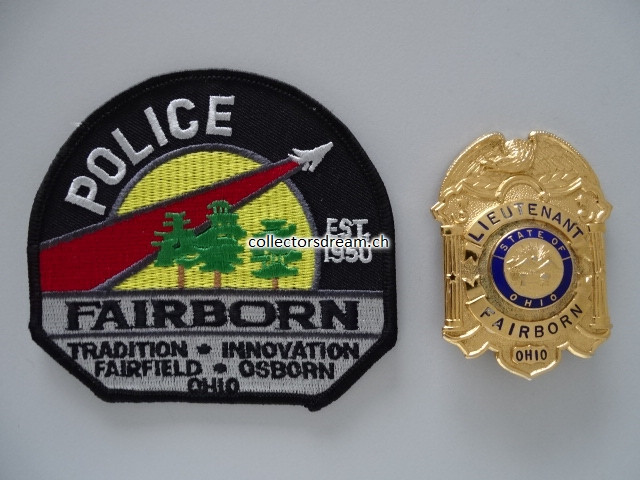 Police Badge Lieutenant Fairborn Police State Ohio