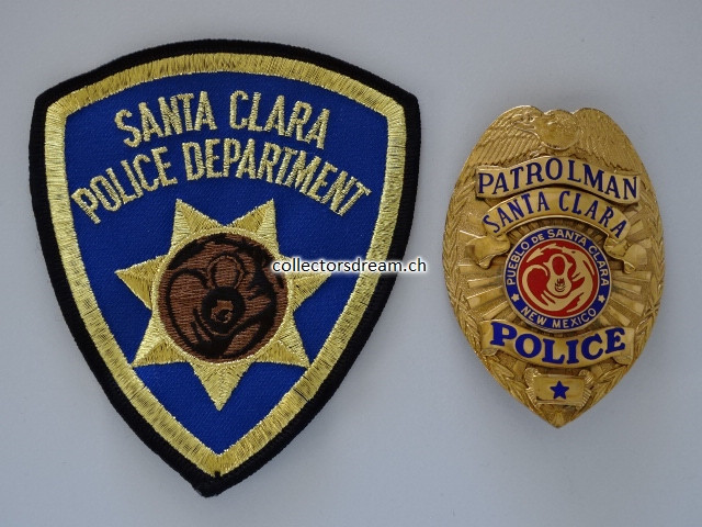 Police Badge Patrolman Santa Clara Police Pueblo de Santa Clara State New Mexico