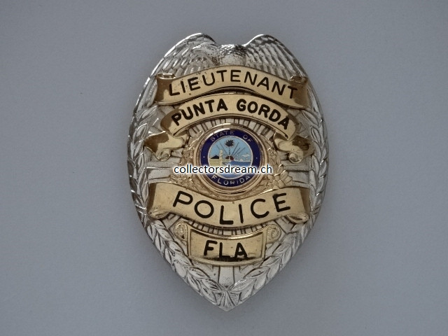 Police Badge Lieutenant Punta Gorda Police State Florida
