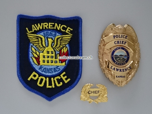 Police Badge Chief Lawrence Police State Kansas