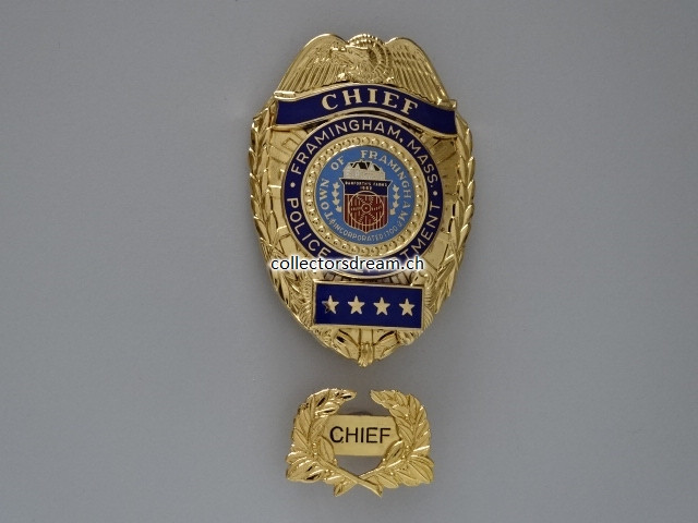Police Badge Chief Framingham Police Department State Massachusetts
