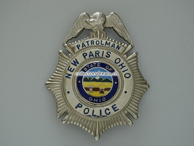 Police Badge Patrolman New Paris State Ohio