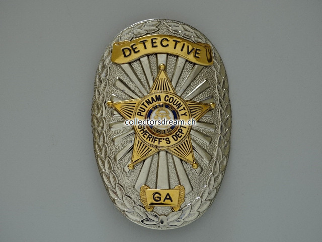 Detective Badge Putnam County Sheriffs Dept. State of Georgia