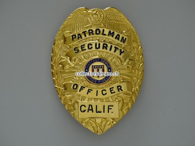 Metall Badge Patrolman Security Officer California