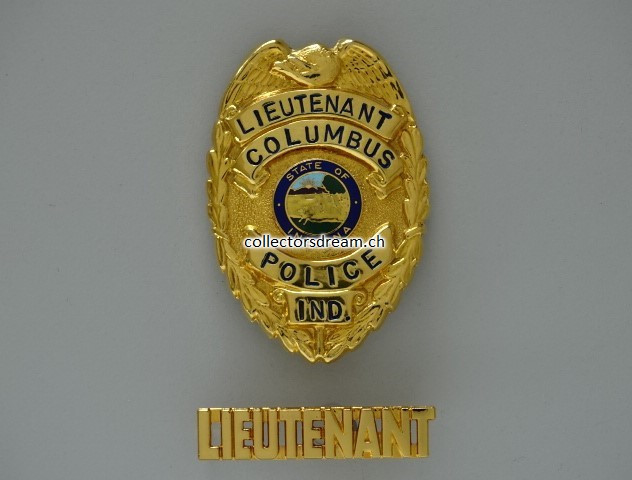 Police Badge Lieutenant Columbus Police Indiana