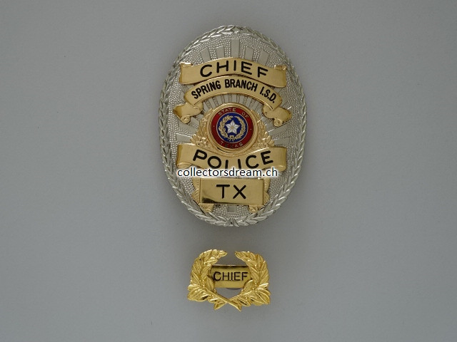 Police Badge Chief Spring Branch I.S.D. Police State Texas