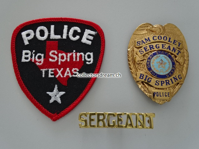 Police Badge Sergeant "Sam Cooley" Big Spring Police State Texas