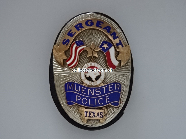 Police Metall Badge Sergeant Muenster Police Texas