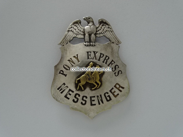 Western Metallabzeichen / Badge "Pony Express Messenger"