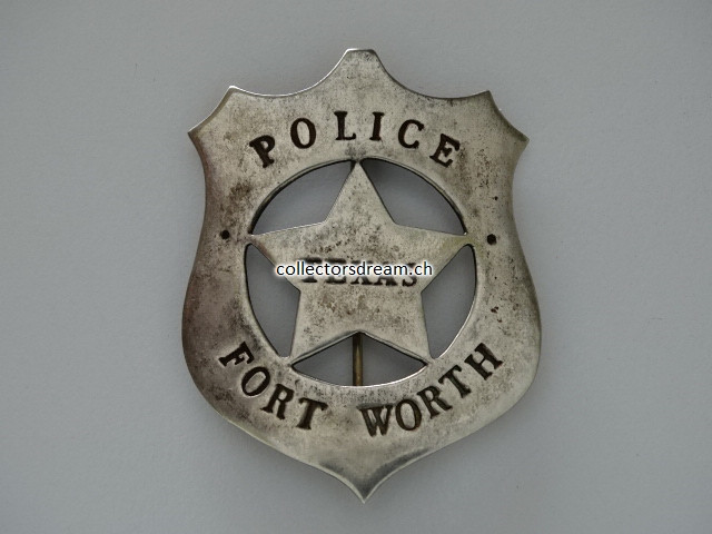 Western Metallabzeichen / Badge " Police Fort Worth Texas "