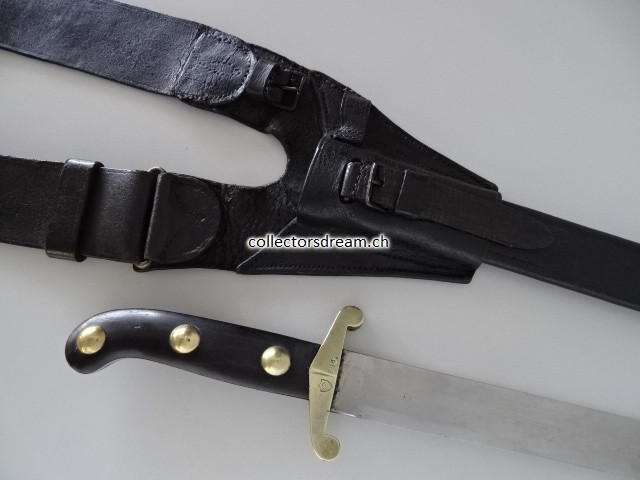 Weidmesser für Scharfschützen eidg. Ordonnanz 1842/52 Zürich mit Leder Schultergehänge
