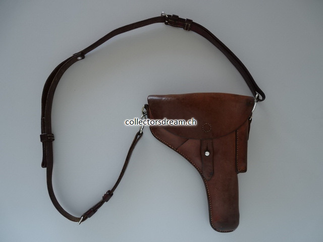 Leder Etui zu Ordonnanz Pistole SIG A49 (P-210) gefertigt 1950