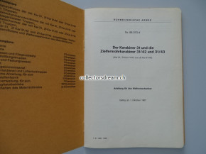Original Handbuch der Schweizer Armee "Der Karabiner 31 und die Zielfernrohrkarabiner 31/42 und 31/43"