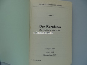 Reglement Der Karabiner (Kar. 11, Kar. 31 und Zf. Kar.) Ausgabe 1956/1961/1971