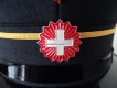 SBB-Dienstmütze , Metallflügelrad und eidg. Kokarde. Uebergangs Version von 1978 bis 1982