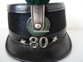 Offiziers Käppi / Tschako, Oberleutnant, Ord. 1875, Infanterie Bat. 80 St. Gallen
