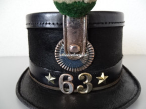 Offiziers Käppi / Tschako, Leutnant, Ord. 1875, Infanterie Bat. 63 Zürich