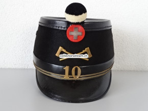 Tschako / Käppi, Offizier Oberleutnant Ordonnanz 1898 Bat. 10 Sappeur-Truppen Pontonier & Kriegsbrücken
