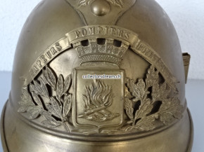 Feuerwehrhelm, Frankreich ca. um 1900/20, Sapeurs Pompiers Bourguignon les Morey Dept. Haute Saone