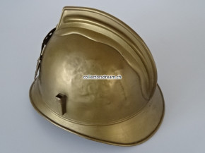 Feuerwehrhelm, Frankreich ca. um 1900/20, Sapeurs Pompiers Bourguignon les Morey Dept. Haute Saone