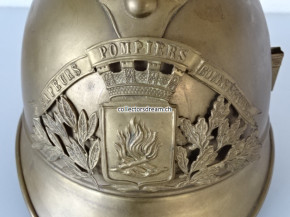 Feuerwehrhelm, Frankreich ca. um 1900/20, Sapeurs Pompiers Bourguignon les Morey Dept. Haute Saone