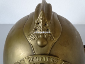 Feuerwehrhelm, Frankreich ca. um 1900/20, Sapeurs Pompiers Bourguignon les Morey Dept. Haute Saone