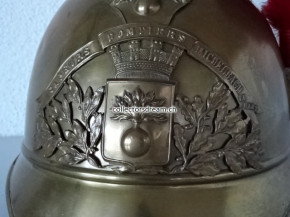 Antiker Feuerwehrhelm Frankreich ca. um 1900/20, Sapeurs Pompiers Michelbach Le Haut