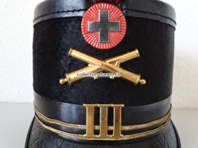 Offiziers Tschako / Käppi Oberleutnant Ordonnanz 1898 Park-Artillerie Röm. III
