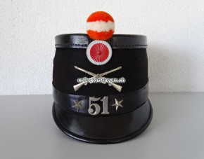 Tschako / Käppi Ord. 1898 Infanterie Bat. 51 Solothurn
