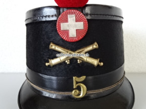 Offiziers Tschako / Käppi Artillerie Leutnant Battr. 5 Ordonnanz 1898