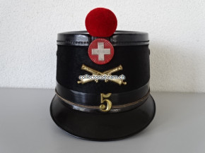 Offiziers Tschako / Käppi Artillerie Leutnant Battr. 5 Ordonnanz 1898