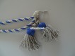 Fangschnur, Musik, Schweiz. Farbe blau-silbergrau mit 2 Zottel