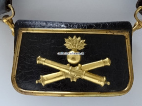 Kartuschenkasten / Giberne berittener Artillerie Offizier kant. Ord. um 1830/40