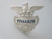 2 x Metall Badge, Pinkerton Special Service, inkl. Stoffabzeichen