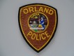 Stoffabzeichen / 2 Streifenwagen Fotos / Visitenkarte, Orland Police, California