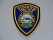 Stoffabzeichen / 2 Streifenwagen Fotos, Stockton Police, California