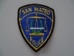 Stoffabzeichen / 2 Streifenwagen Fotos, San Mateo Police, California