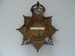 Bobbyhelm Metallabzeichen, British " Metropolitan Police " Epoche König Georg VI (König von England 1936-1952)