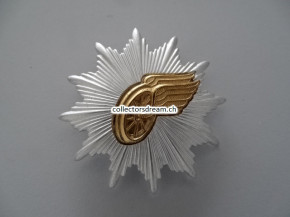 Eisenbahn Mützenabzeichen aus Aluminium, unbekannt.