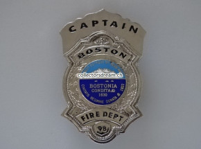 Metall Badge - Dienstmarke Captain Boston Fire Dept.